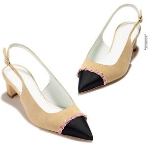 🦋 *NWOT* Slingback Two Tone Pointed Toe Chain Embellishment size 6.5